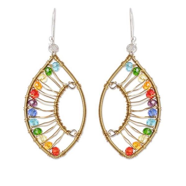 Alternate image for Handmade Multicolored Crystal  Glass Beaded Dangle Earrings Colorful Crystal Eyes