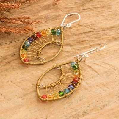 Alternate image for Handmade Multicolored Crystal  Glass Beaded Dangle Earrings Colorful Crystal Eyes