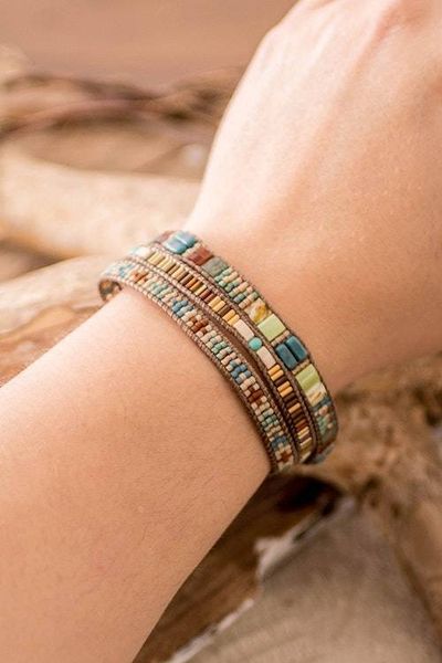 Alternate image for Colorful Beaded Wrap Bracelet Hand-Woven in Guatemala Fertile Land