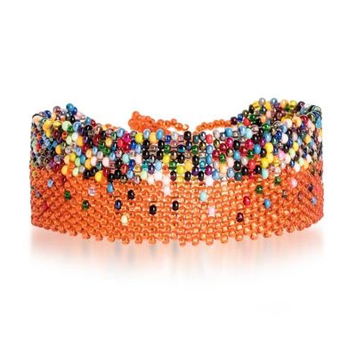 Primary image for Orange Multicolored Handcrafted Beaded Wristband Bracelet Hopes and Dreams