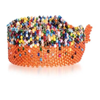 Alternate image for Orange Multicolored Handcrafted Beaded Wristband Bracelet Hopes and Dreams