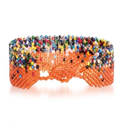 Alternate image for Orange Multicolored Handcrafted Beaded Wristband Bracelet Hopes and Dreams