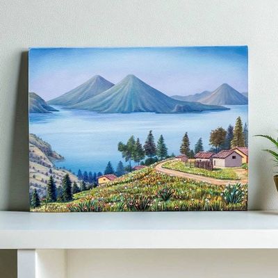 Primary image for Lake Atitlan Realist Oil Landscape Painting from Guatemala Atitlan Lake