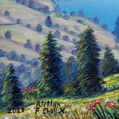 Alternate image for Lake Atitlan Realist Oil Landscape Painting from Guatemala Atitlan Lake