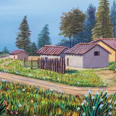 Alternate image for Lake Atitlan Realist Oil Landscape Painting from Guatemala Atitlan Lake