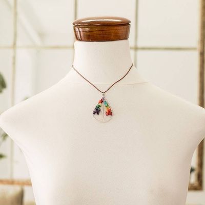Alternate image for Drop-Shaped Colorful Multi-Gemstone Tree Pendant Necklace Drop of Life in Rainbow