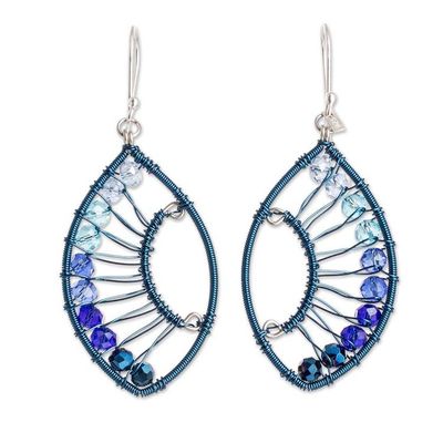 Alternate image for Handmade Crystal  Glass Beaded Dangle Earrings in Blue Crystal Eyes