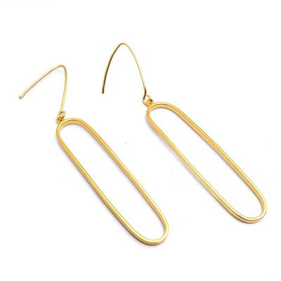 Alternate image for Minimalist Oval-Shaped 18k Gold-Plated Dangle Earrings Minimalist Silhouettes