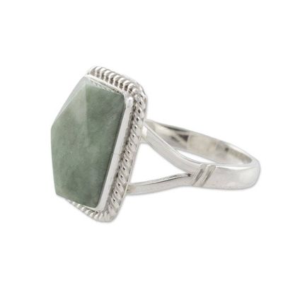 Alternate image for Guatemala Handcrafted Sterling Silver and Faceted Jade Ring Green Nuances