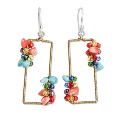 Alternate image for Handmade Colorful Crystal  Glass Beaded Dangle Earrings Precious Shades
