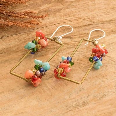 Alternate image for Handmade Colorful Crystal  Glass Beaded Dangle Earrings Precious Shades