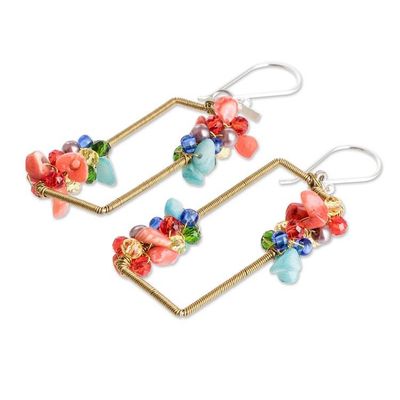 Alternate image for Handmade Colorful Crystal  Glass Beaded Dangle Earrings Precious Shades