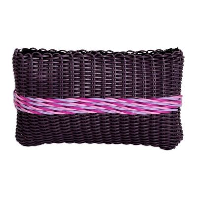 Alternate image for Hand-Woven Recycled Vinyl Cord Cosmetic Bag in Purple  Pink Sweet Berry