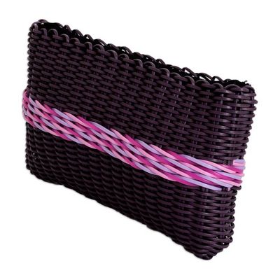 Alternate image for Hand-Woven Recycled Vinyl Cord Cosmetic Bag in Purple  Pink Sweet Berry