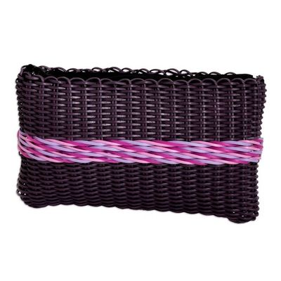 Alternate image for Hand-Woven Recycled Vinyl Cord Cosmetic Bag in Purple  Pink Sweet Berry