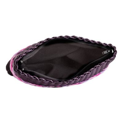 Alternate image for Hand-Woven Recycled Vinyl Cord Cosmetic Bag in Purple  Pink Sweet Berry