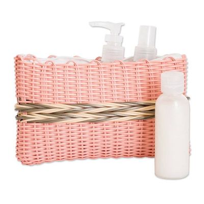 Alternate image for Hand-Woven Recycled Vinyl Cord Cosmetic Bag in Peach Hue Peachy Keen