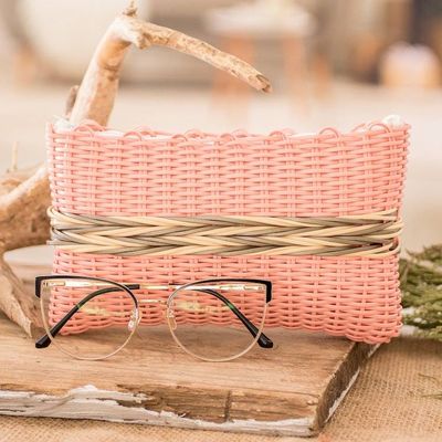 Alternate image for Hand-Woven Recycled Vinyl Cord Cosmetic Bag in Peach Hue Peachy Keen