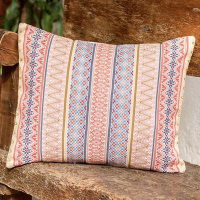 Alternate image for Handloomed Strawberry Cotton Cushion Cover from Guatemala Striped Strawberry
