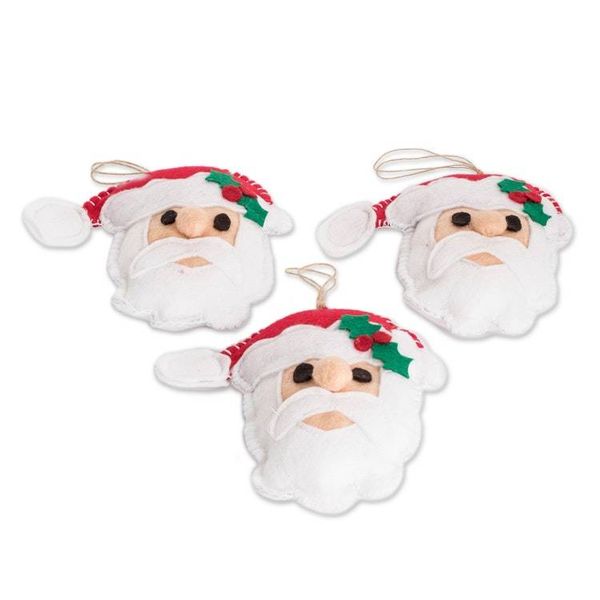 Alternate image for Set of 3 Handmade Santa Claus Ornaments from Guatemala Santa Smiles