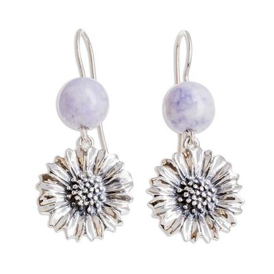 Alternate image for Floral Lilac Jade Dangle Earrings from Guatemala Lilac Gerbera