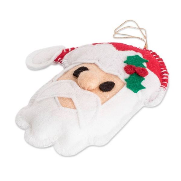 Alternate image for Set of 3 Handmade Santa Claus Ornaments from Guatemala Santa Smiles