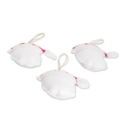 Alternate image for Set of 3 Handmade Santa Claus Ornaments from Guatemala Santa Smiles