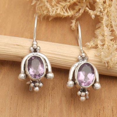 Primary image for Classic Sterling Silver Drop Earrings with Amethyst Gems Wise Madam