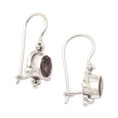 Alternate image for Classic Sterling Silver Drop Earrings with Amethyst Gems Wise Madam