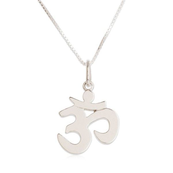 Alternate image for Inspirational Polished Sterling Silver Om Pendant Necklace Spiritual Journey