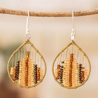 Primary image for Glass Beaded Dangle Earrings in Warm Hues Glowing Contrasts