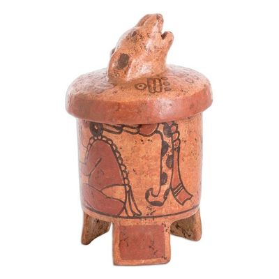 Alternate image for Antiqued Ceramic Vessel Maya Art large Pibil Jaguar