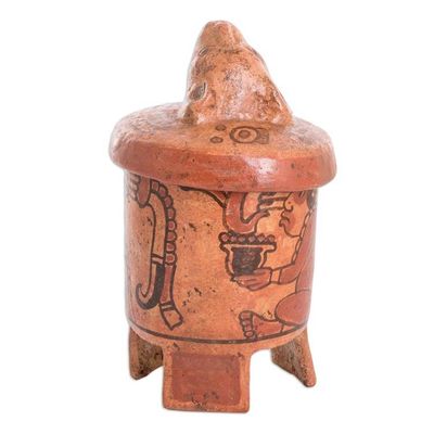 Alternate image for Antiqued Ceramic Vessel Maya Art large Pibil Jaguar