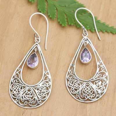 Primary image for Polished Amethyst and Sterling Silver Dangle Earrings Ethereal Wisdom