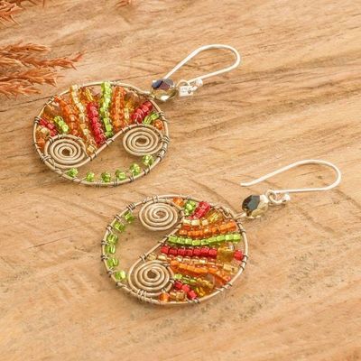 Alternate image for Orange and Green Crystal and Glass Beaded Dangle Earrings Autumn Snail