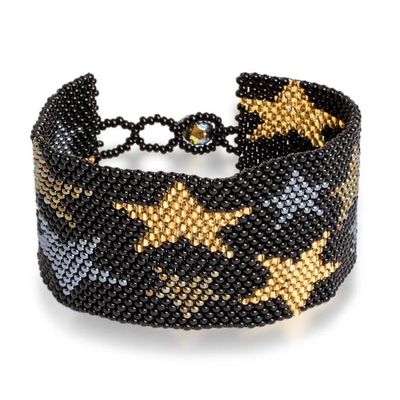 Alternate image for Black Star Motif Beaded Bracelet from Guatemala Constellation in Ebony