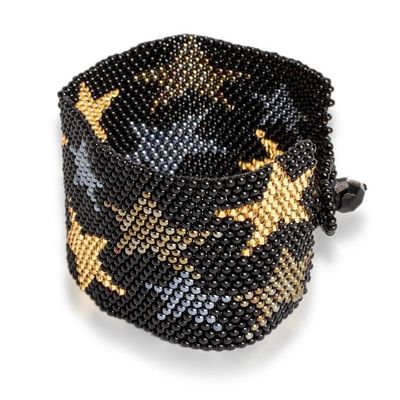 Alternate image for Black Star Motif Beaded Bracelet from Guatemala Constellation in Ebony