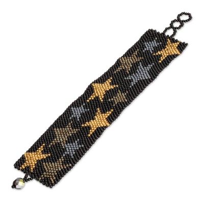 Alternate image for Black Star Motif Beaded Bracelet from Guatemala Constellation in Ebony