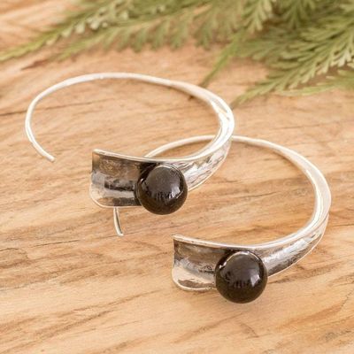 Alternate image for Modern Sterling Silver Drop Earrings with Black Jade Jewels Shadow Vitality