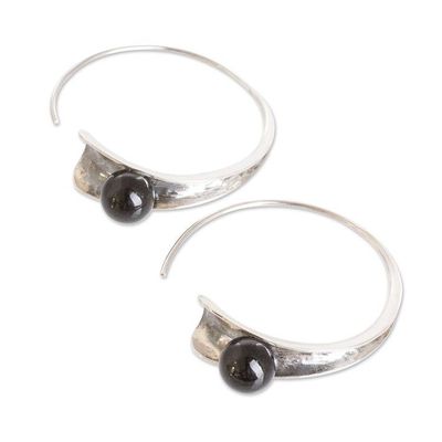 Alternate image for Modern Sterling Silver Drop Earrings with Black Jade Jewels Shadow Vitality