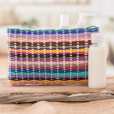 Alternate image for Eco-Friendly Hand-Woven Recycled Vinyl Cord Cosmetic Bag Color Dream