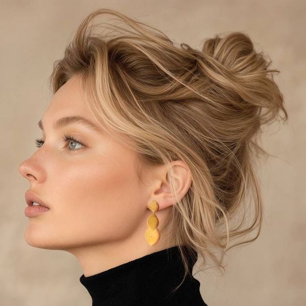 Alternate image for Scaled Textured 18k Gold-Plated Brass Dangle Earrings Sophisticated Scales