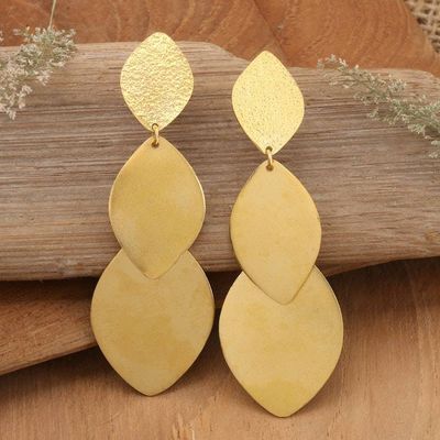 Alternate image for Scaled Textured 18k Gold-Plated Brass Dangle Earrings Sophisticated Scales