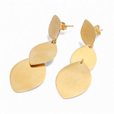 Alternate image for Scaled Textured 18k Gold-Plated Brass Dangle Earrings Sophisticated Scales
