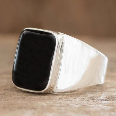 Primary image for Black Jade Mens Statement Ring from Guatemala Virtue in Black