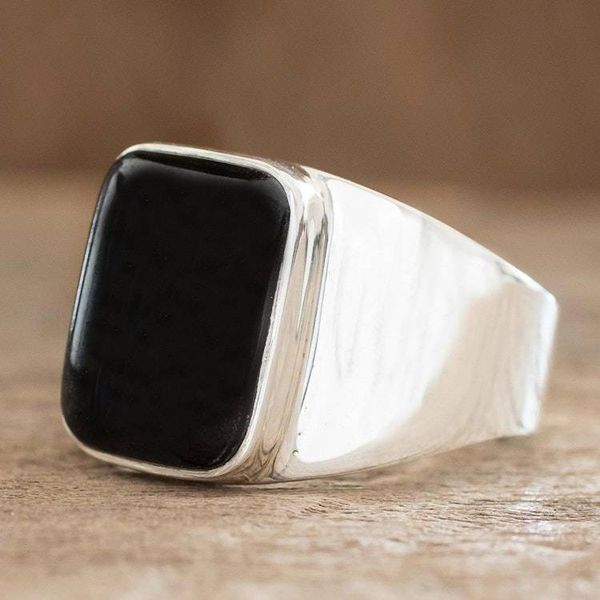 Alternate image for Black Jade Mens Statement Ring from Guatemala Virtue in Black