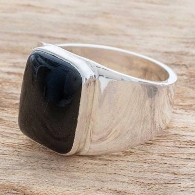 Alternate image for Black Jade Mens Statement Ring from Guatemala Virtue in Black