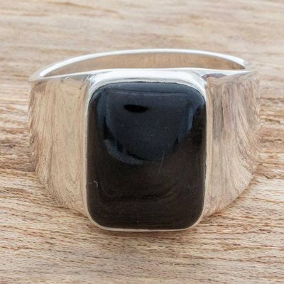 Alternate image for Black Jade Mens Statement Ring from Guatemala Virtue in Black