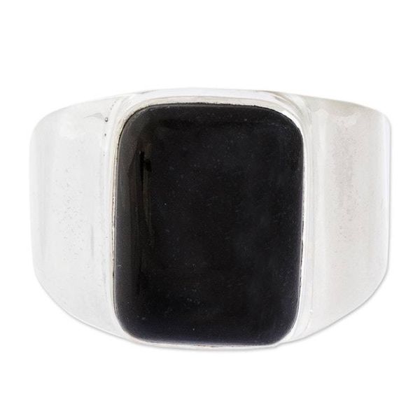 Alternate image for Black Jade Mens Statement Ring from Guatemala Virtue in Black