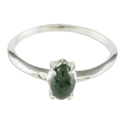 Alternate image for Dark Green Jade Solitaire Ring Natural Illusion